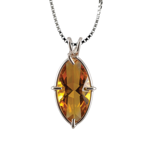 Siberian Gold Quartz Infinite Eye Chain Pendant Sacred Geometry Crystal Jewelry, Unisex, Sterling Silver, VOLTLIN