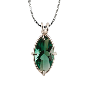 Siberian Green Quartz Infinite Eye Chain Pendant Sacred Geometry Crystal Jewelry, Unisex, Sterling Silver, VOLTLIN