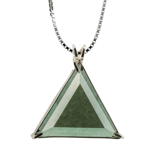 Siberian Green Quartz Star of David Chain Pendant Sacred Geometry Crystal Jewelry, Unisex, Sterling Silver, VOLTLIN
