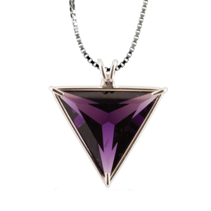 Siberian Purple Quartz Angelic Star Chain Pendant Sacred Geometry Crystal Jewelry, Unisex, Sterling Silver, VOLTLIN