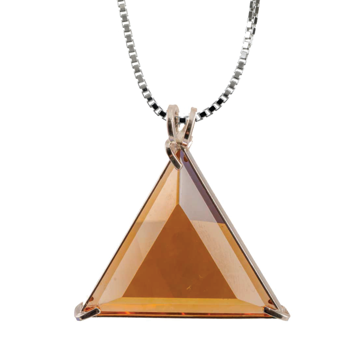 Siberian Gold Quartz Star of David Chain Pendant Sacred Geometry Crystal Jewelry, Unisex, Sterling Silver, VOLTLIN