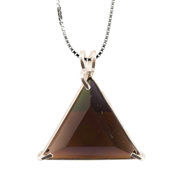 Smoky Quartz Star of David Chain Pendant Sacred Geometry Crystal Jewelry, Unisex, Sterling Silver, VOLTLIN