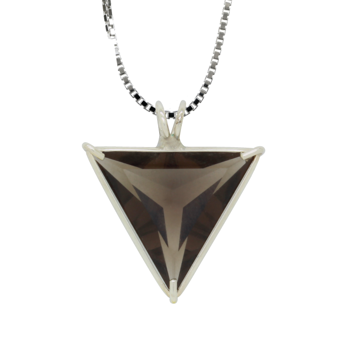 Smoky Quartz Angelic Star Chain Pendant Sacred Geometry Crystal Jewelry, Unisex, Sterling Silver, VOLTLIN