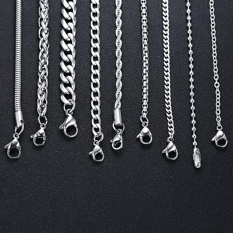 Stainless Steel Chains Sacred Geometry Crystal Jewelry, Unisex, Sterling Silver, VOLTLIN
