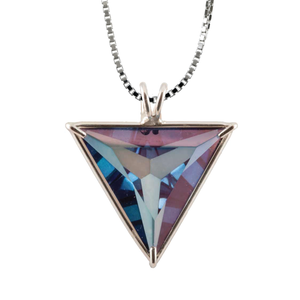 Tanzine Aura Quartz Angelic Star Chain Pendant Sacred Geometry Crystal Jewelry, Unisex, Sterling Silver, VOLTLIN