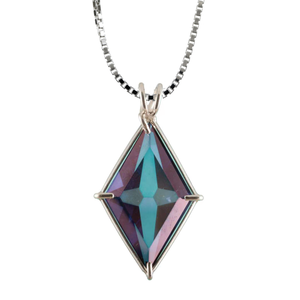 Tanzine Aura Quartz Ascension Star Chain Pendant Sacred Geometry Crystal Jewelry, Unisex, Sterling Silver, VOLTLIN