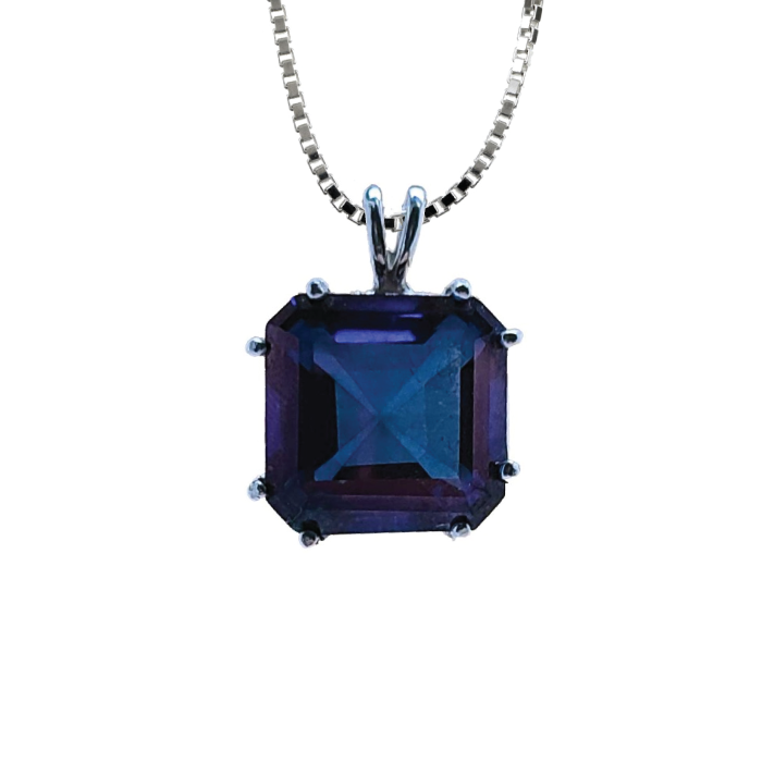 Tanzine Aura Quartz Earth Heart Chain Pendant Sacred Geometry Crystal Jewelry, Unisex, Sterling Silver, VOLTLIN