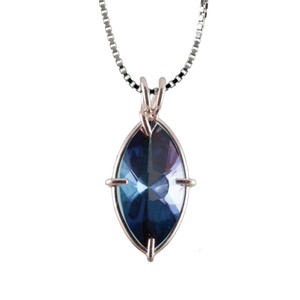Tanzine Aura Quartz Infinite Eye Chain Pendant Sacred Geometry Crystal Jewelry, Unisex, Sterling Silver, VOLTLIN