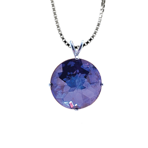 Tanzine Aura Quartz Radiant Heart Chain Pendant Sacred Geometry Crystal Jewelry, Unisex, Sterling Silver, VOLTLIN