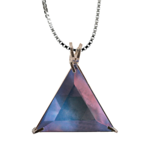 Tanzine Aura Quartz Star of David Chain Pendant Sacred Geometry Crystal Jewelry, Unisex, Sterling Silver, VOLTLIN