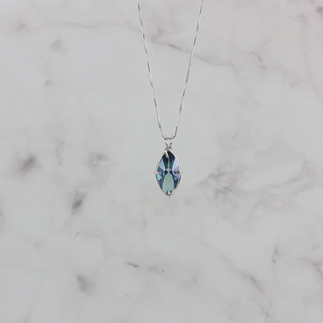 Aqua Aura Quartz Infinite Eye Chain Pendant