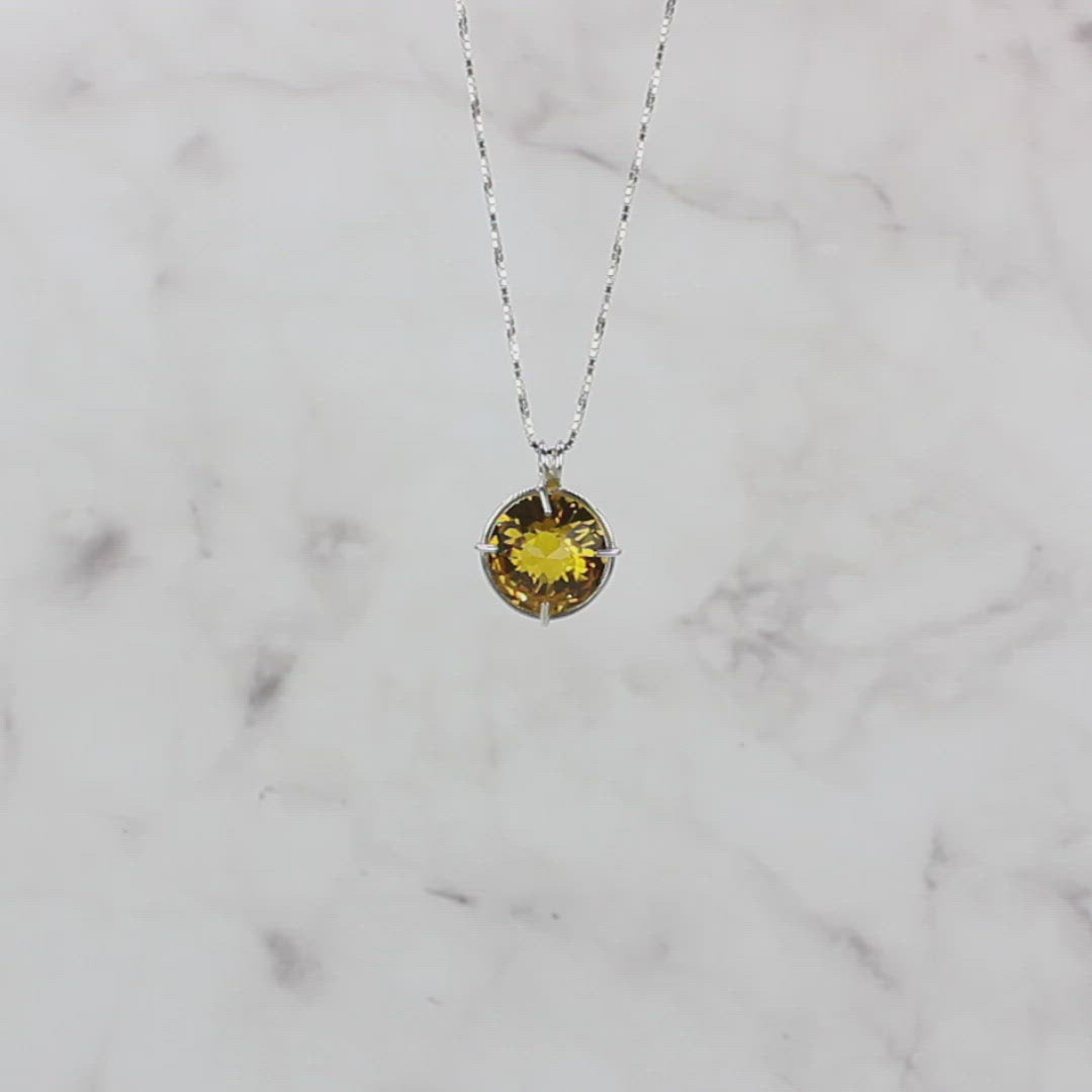 Siberian Gold Quartz Radiant Heart Chain Pendant