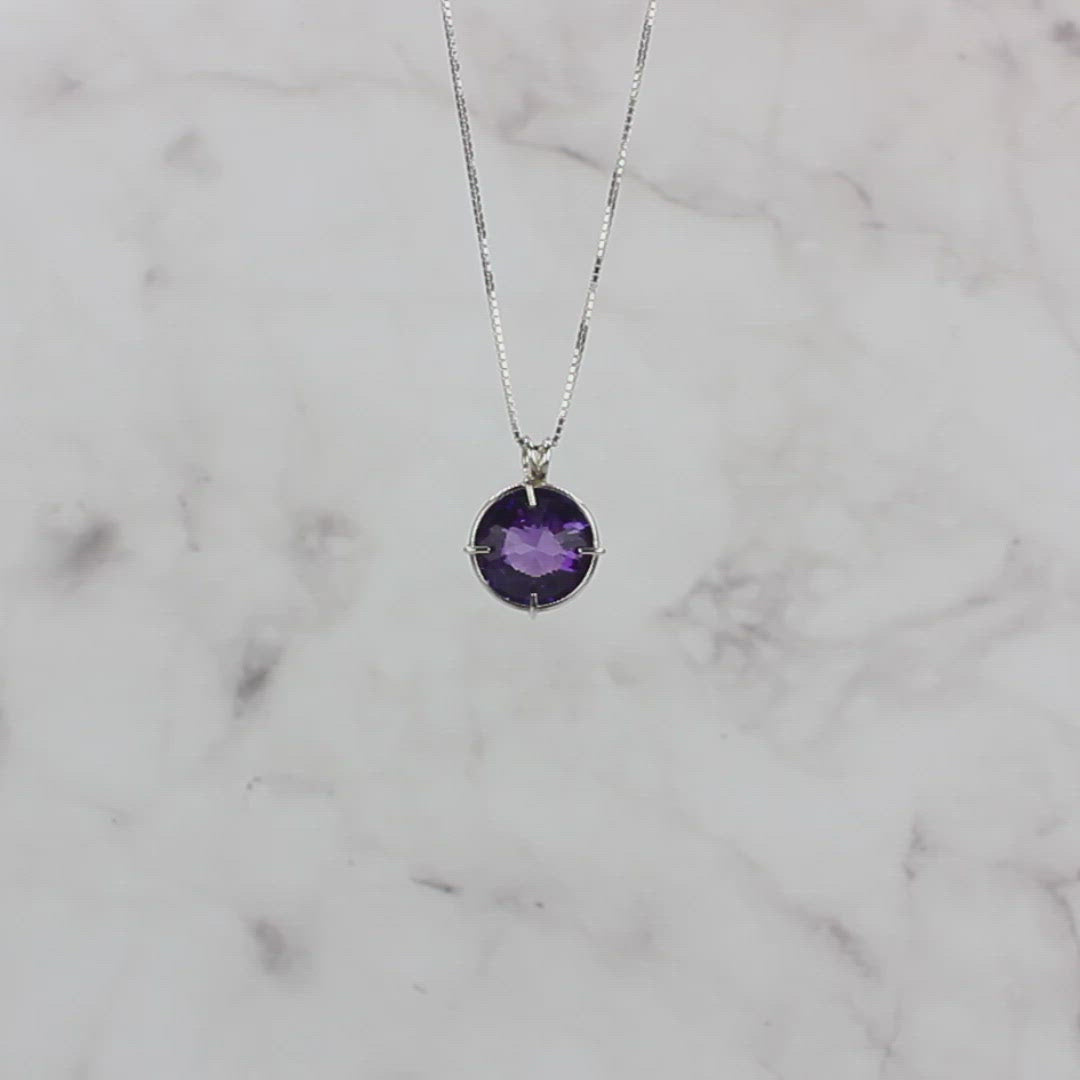 Siberian Purple Quartz Radiant Heart Chain Pendant