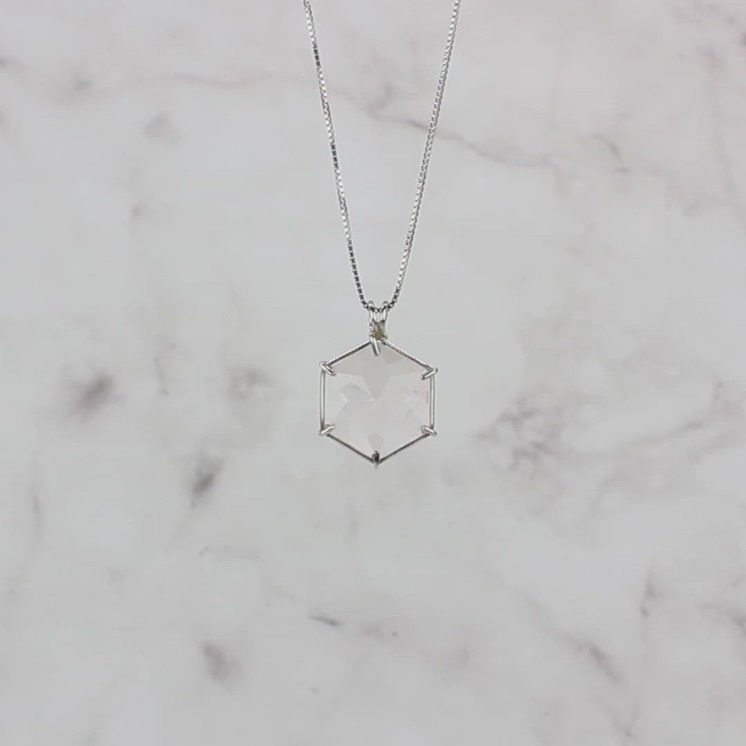 Rose Quartz Flower of Life Chain Pendant