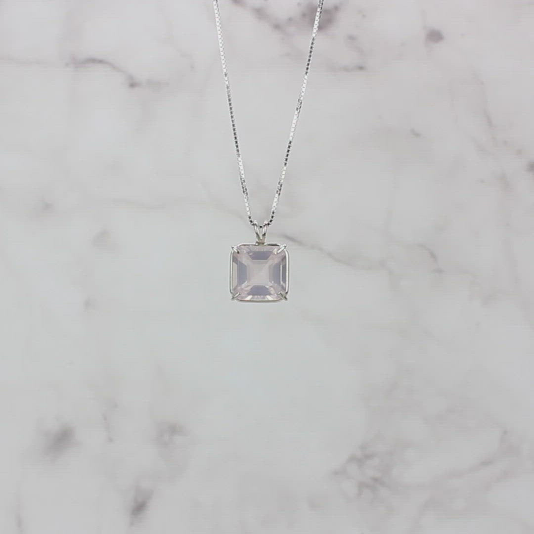 Rose Quartz Earth Heart Chain Pendant