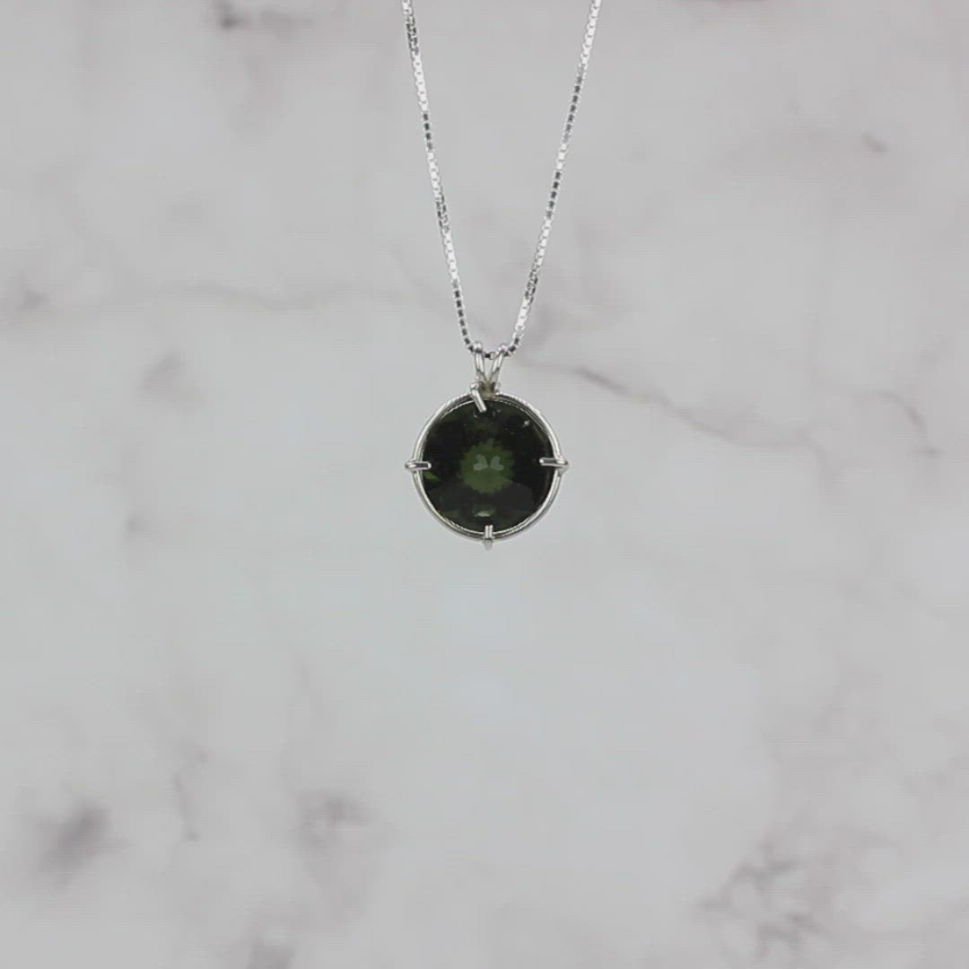 Moldavite Radiant Heart Chain Pendant (VERY RARE)