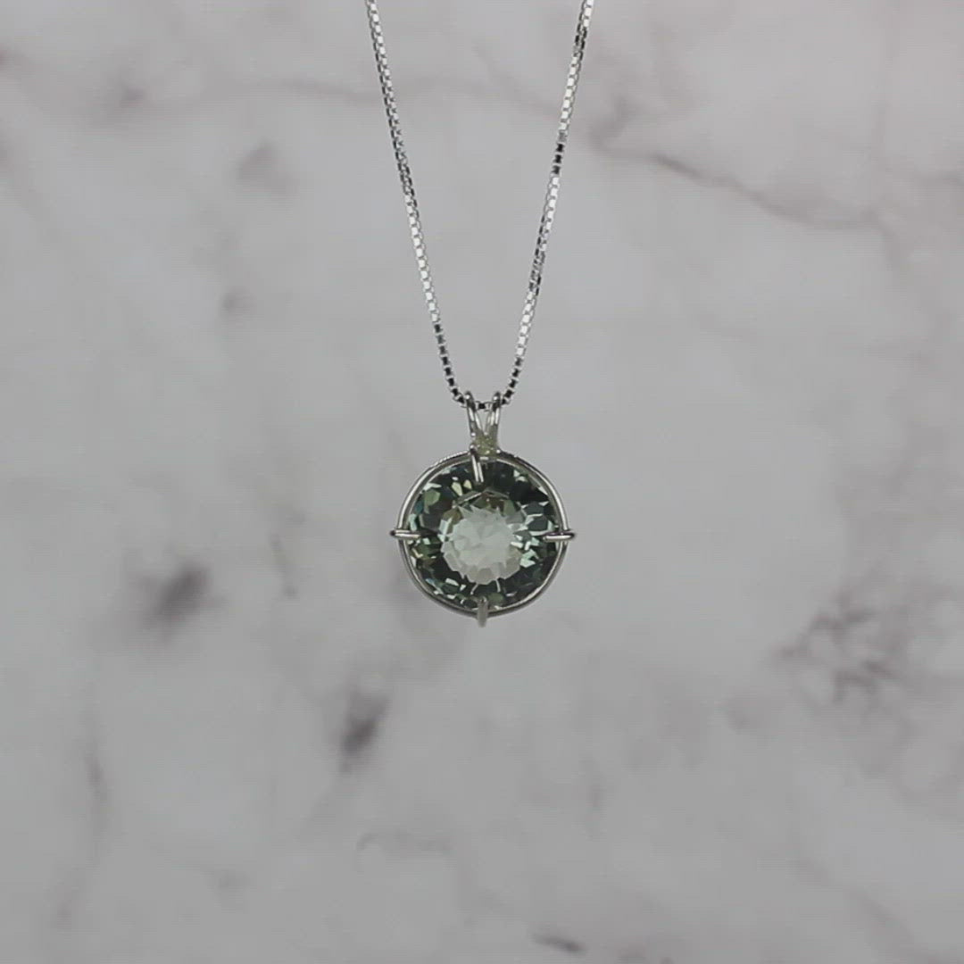 Prasiolite Radiant Heart Chain Pendant (Rare)