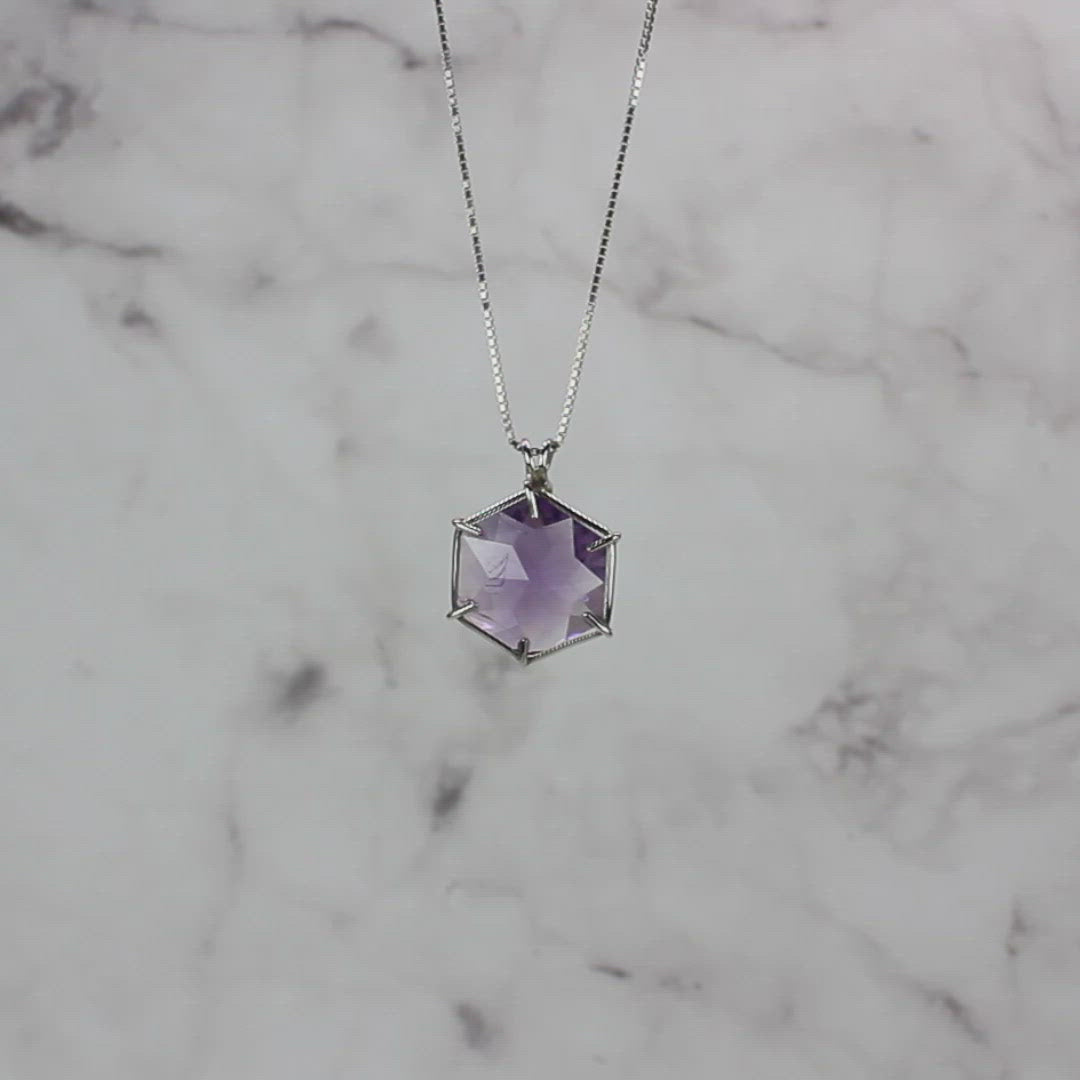 Amethyst Flower of Life Chain Pendant