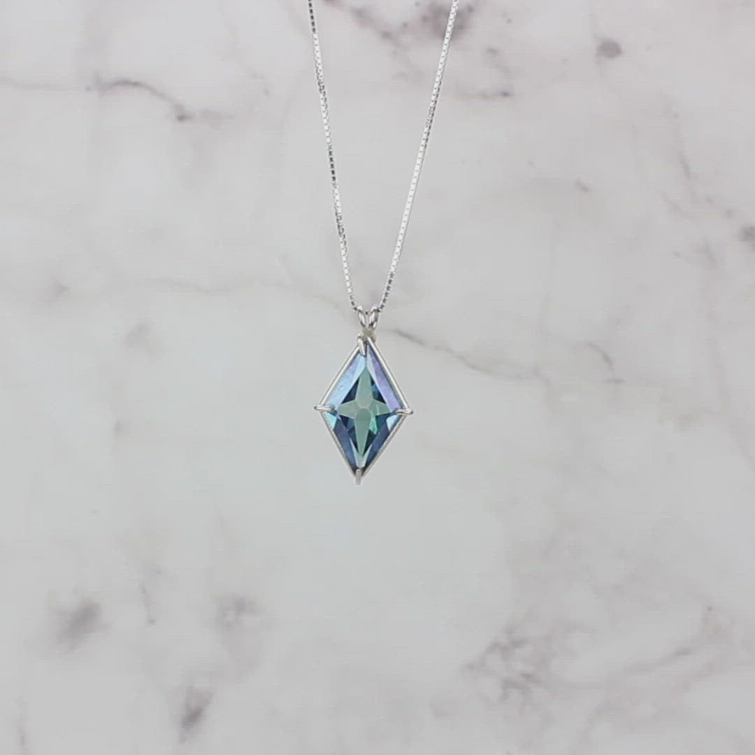 Aqua Aura Quartz Ascension Star Chain Pendant