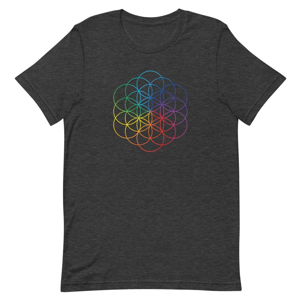 Rainbow Flower of Life Short-Sleeve Unisex T-Shirt, Spiritual Clothing & Apparel, VOLTLIN